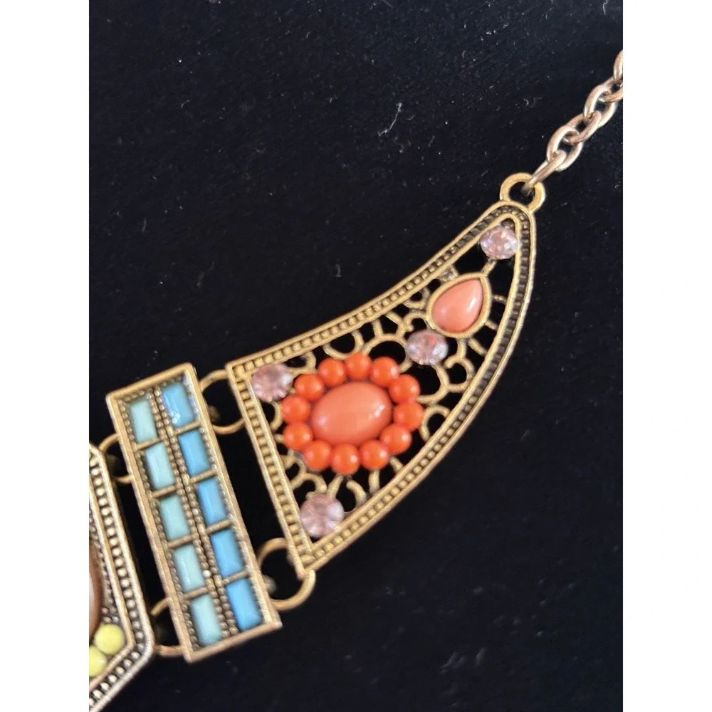 BETSEY JOHNSON Necklace Fantasy Island Time Multicolor Lucite & Bead Blue Orange